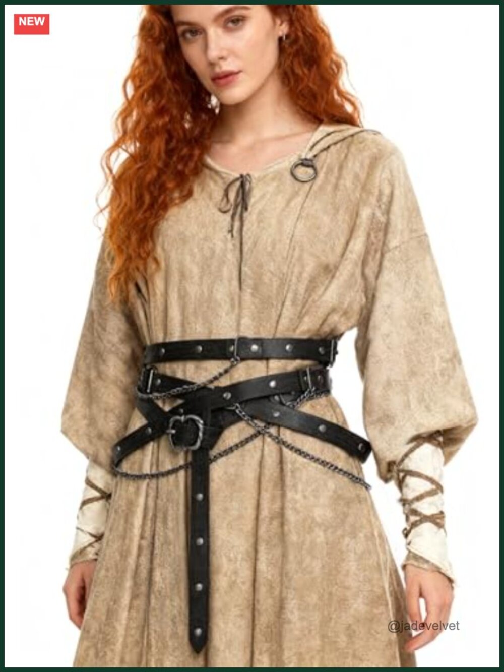 Medieval DIY Waist Belt Adjustable Metal Chain Faux Leather Renaissance Cosplay